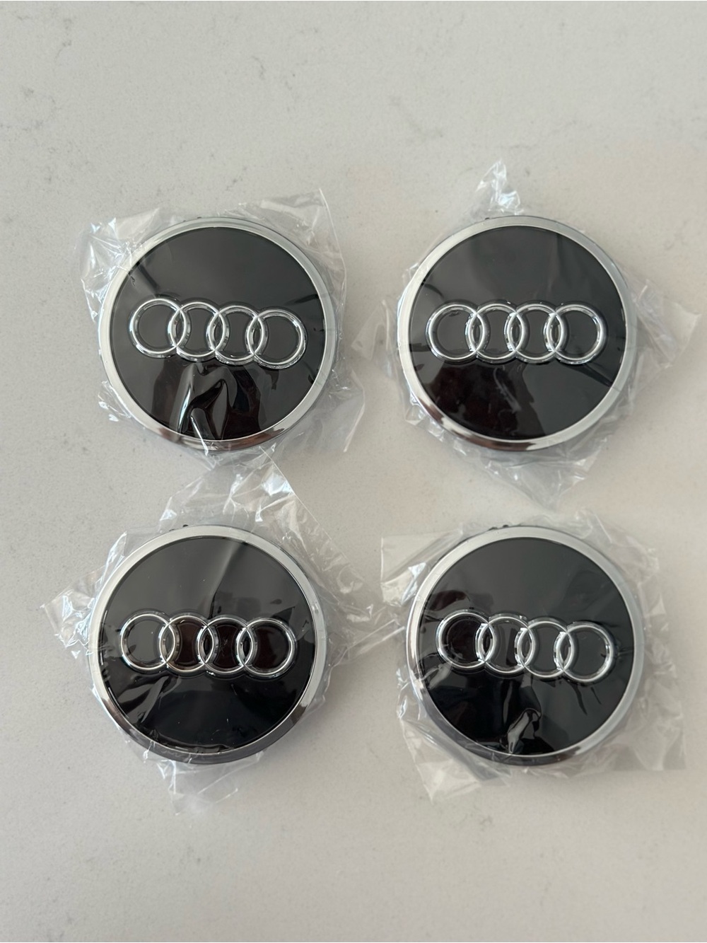 4Pcs 61mm Black Car Wheel Center Cap Hub Cover Badge For Audi